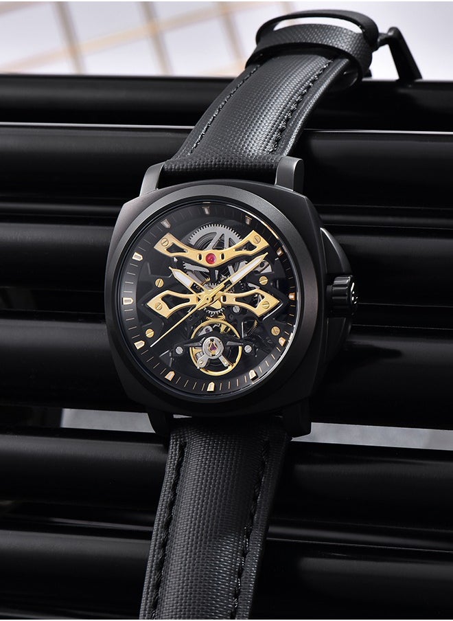 Automatic Watches for Men Skeleton Dial 100M Waterproof Leather Men's Mechanical Watch Elegant Gifts for Men