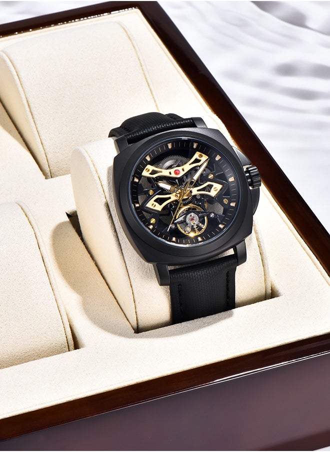 Automatic Watches for Men Skeleton Dial 100M Waterproof Leather Men's Mechanical Watch Elegant Gifts for Men