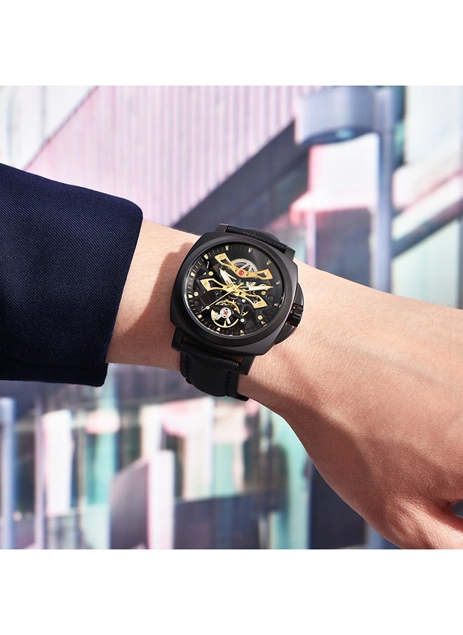 Automatic Watches for Men Skeleton Dial 100M Waterproof Leather Men's Mechanical Watch Elegant Gifts for Men
