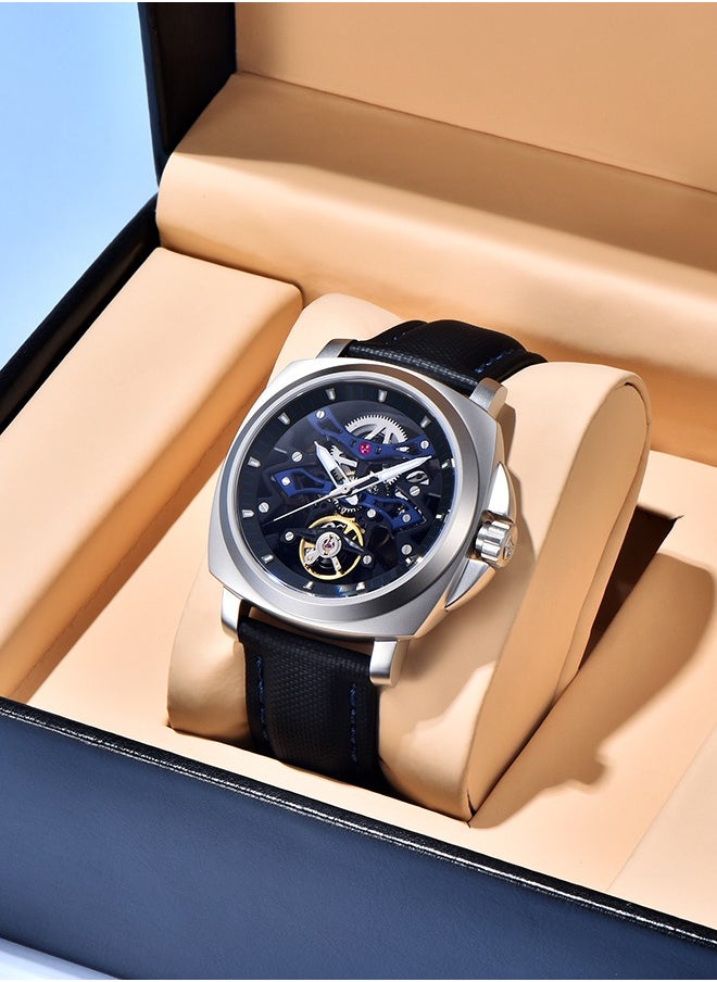Automatic Watches for Men Skeleton Dial 100M Waterproof Leather Men's Mechanical Watch Elegant Gifts for Men