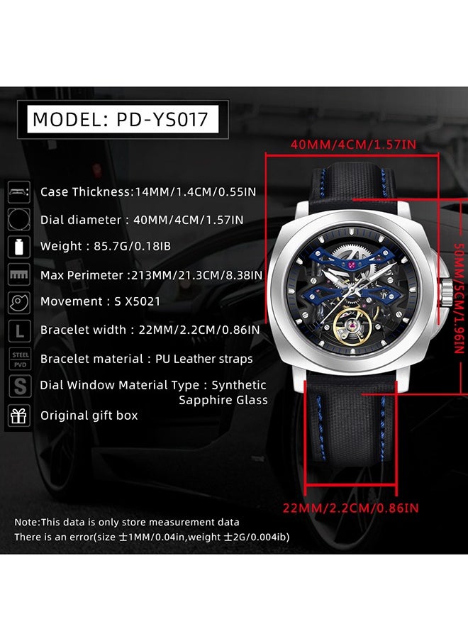 Automatic Watches for Men Skeleton Dial 100M Waterproof Leather Men's Mechanical Watch Elegant Gifts for Men