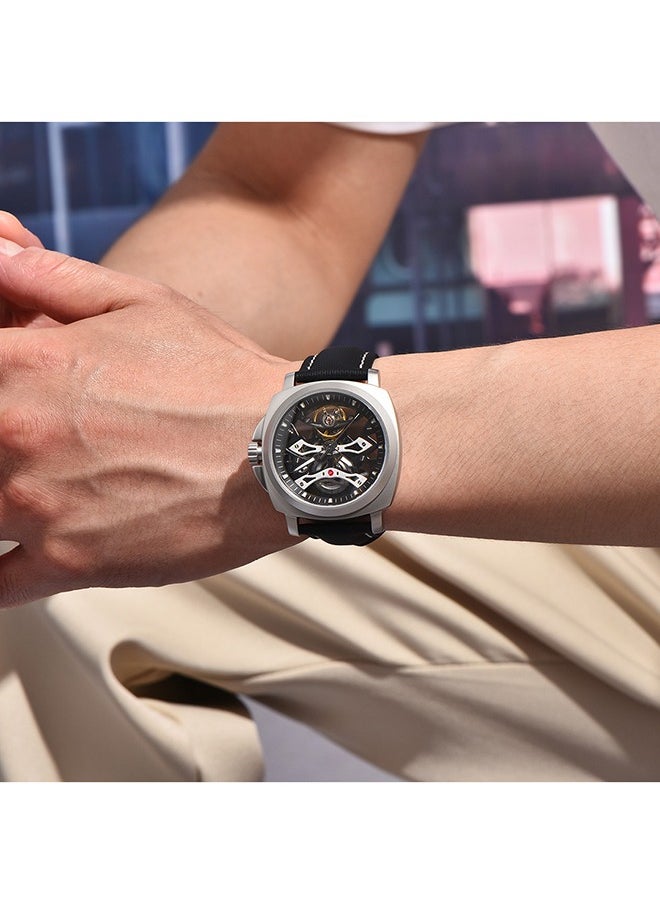 Automatic Watches for Men Skeleton Dial 100M Waterproof Leather Men's Mechanical Watch Elegant Gifts for Men