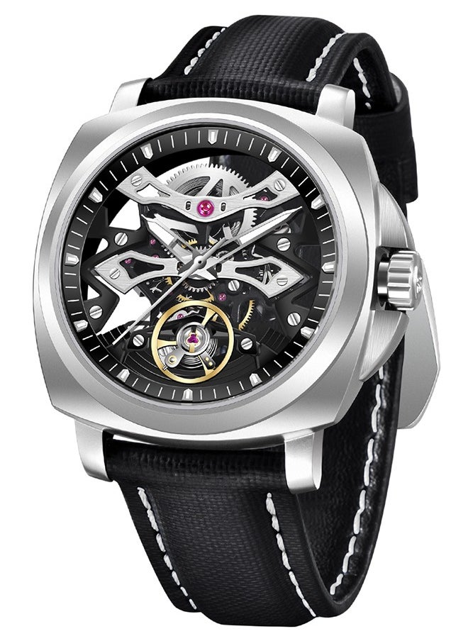 Automatic Watches for Men Skeleton Dial 100M Waterproof Leather Men's Mechanical Watch Elegant Gifts for Men