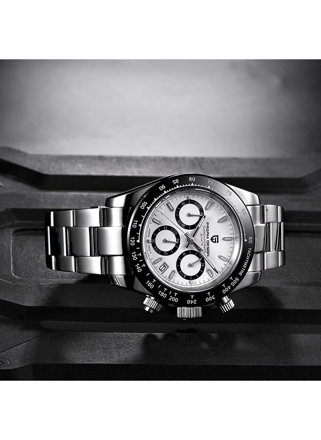 Classic Men's Multifunctional Chronograph Full Stainless Steel Japanese VK63 Quartz Movement Tester 100m Waterproof Luxury Business Watch