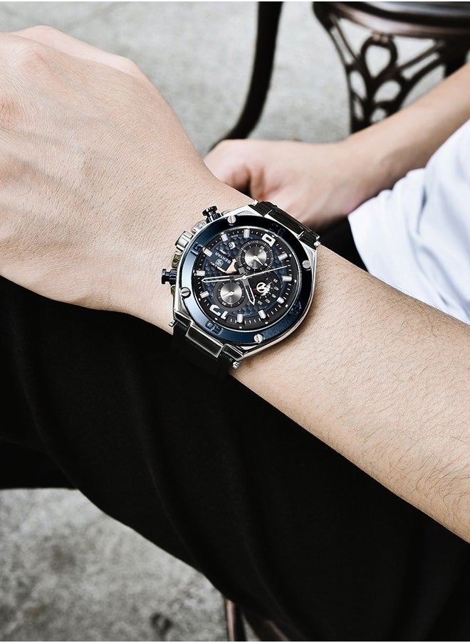 Wrist Watches for Men Quartz Movement Leather Strap Analog Chronograph Fashion Business Sport Design Mens Watch 30M Waterproof Stylish Elegant Gifts for Men