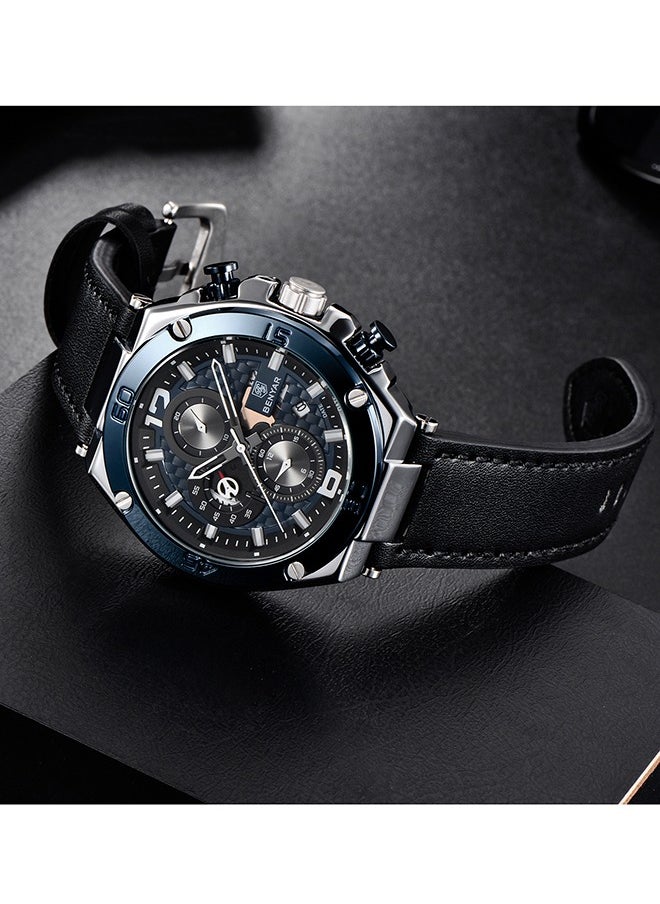 Wrist Watches for Men Quartz Movement Leather Strap Analog Chronograph Fashion Business Sport Design Mens Watch 30M Waterproof Stylish Elegant Gifts for Men