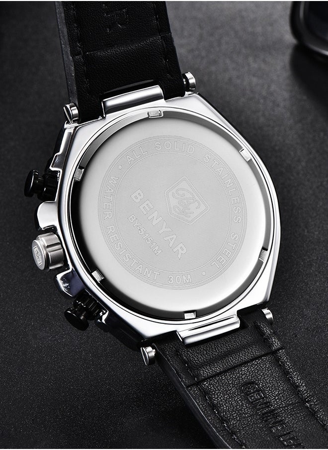 Wrist Watches for Men Quartz Movement Leather Strap Analog Chronograph Fashion Business Sport Design Mens Watch 30M Waterproof Stylish Elegant Gifts for Men
