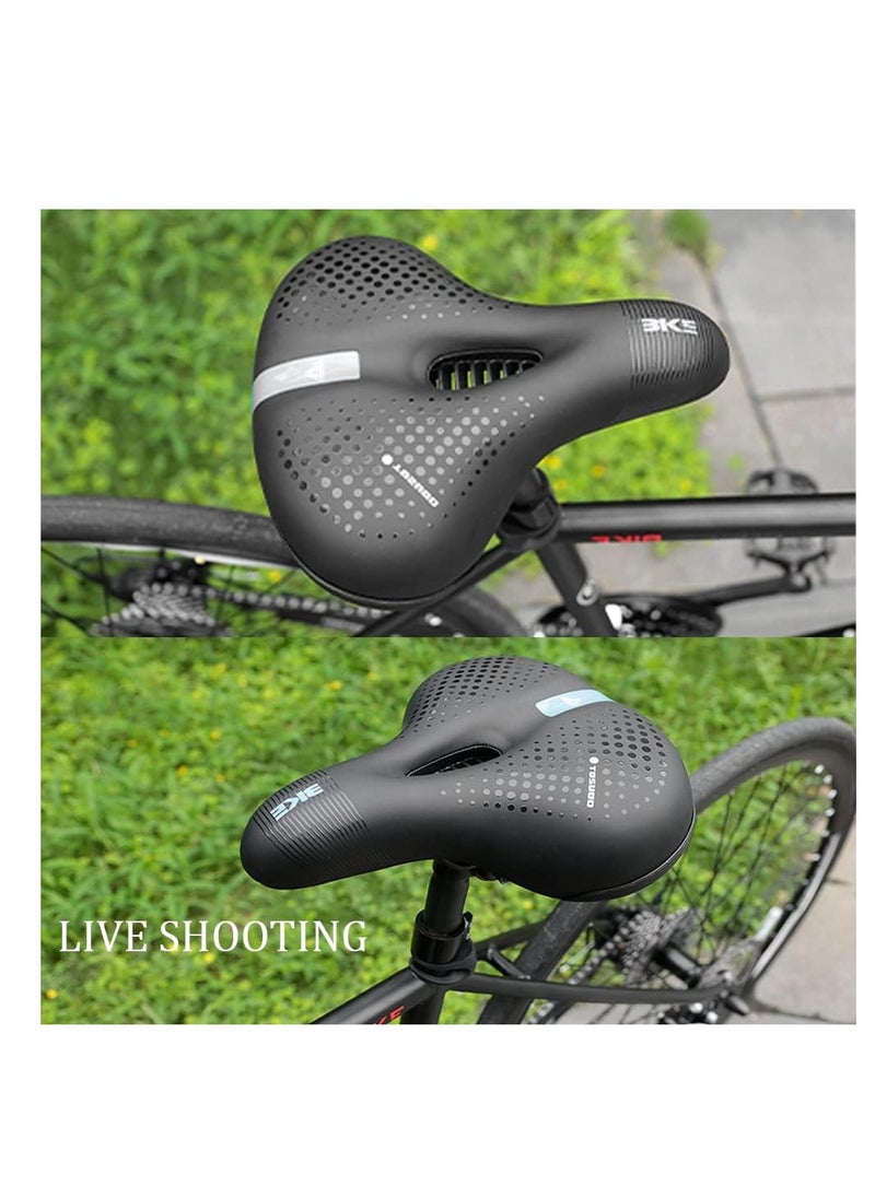Comfortable Gel Bike Seat with Memory Foam Cushion, Wide Padded Saddle for Men and Women, Universal Fit for Peloton, Stationary, and Mountain Bikes.