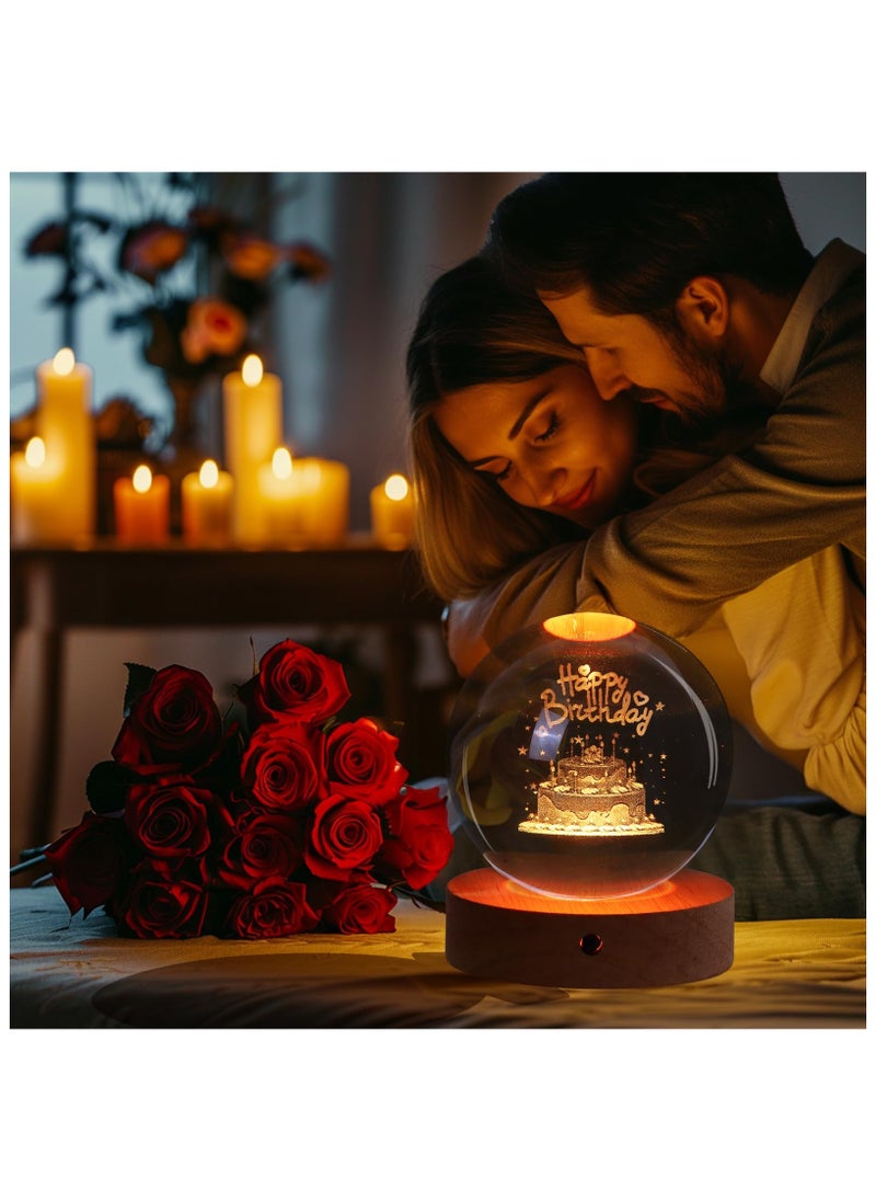 Birthday Gifts for Girls and Boys, 3D Crystal Ball Night Light, Birthday Decoration, 16 Colors 4 Modes, Remote Control LED Night Light Unique Birthday Gifts for Men Women