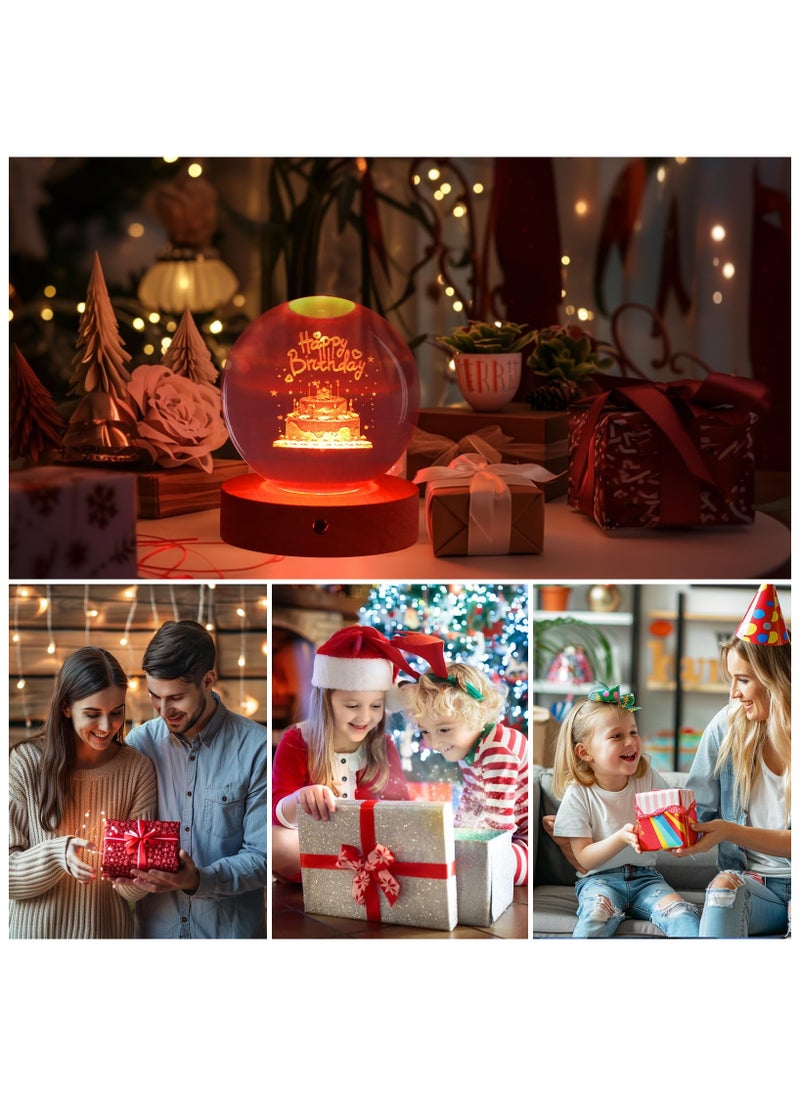 Birthday Gifts for Girls and Boys, 3D Crystal Ball Night Light, Birthday Decoration, 16 Colors 4 Modes, Remote Control LED Night Light Unique Birthday Gifts for Men Women