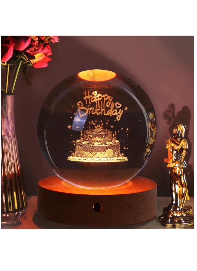Birthday Gifts for Girls and Boys, 3D Crystal Ball Night Light, Birthday Decoration, 16 Colors 4 Modes, Remote Control LED Night Light Unique Birthday Gifts for Men Women