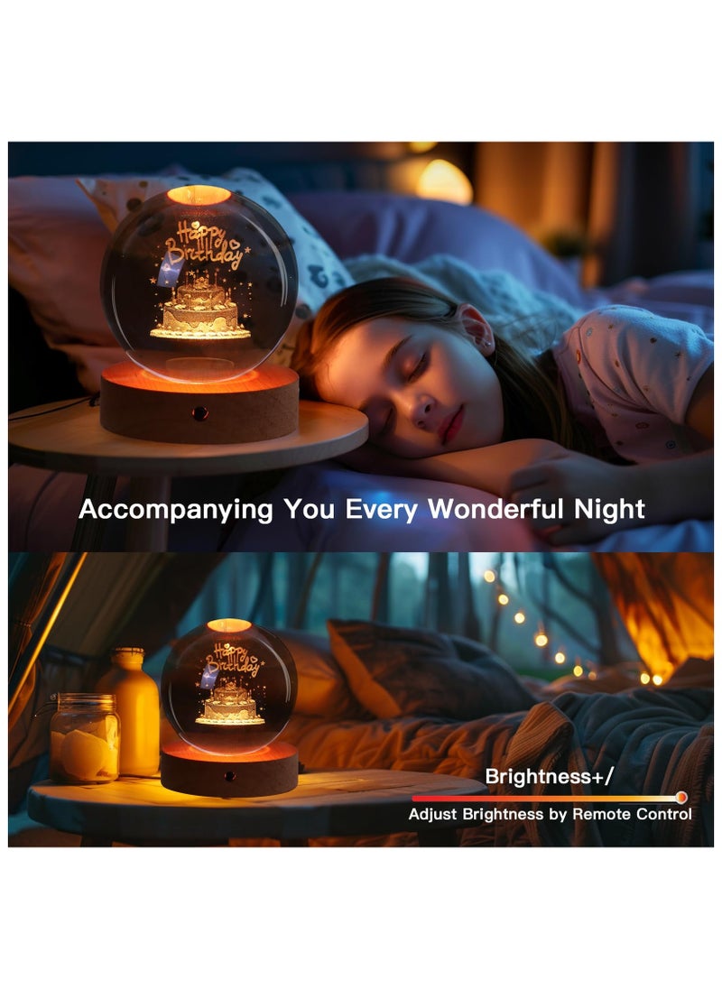 Birthday Gifts for Girls and Boys, 3D Crystal Ball Night Light, Birthday Decoration, 16 Colors 4 Modes, Remote Control LED Night Light Unique Birthday Gifts for Men Women