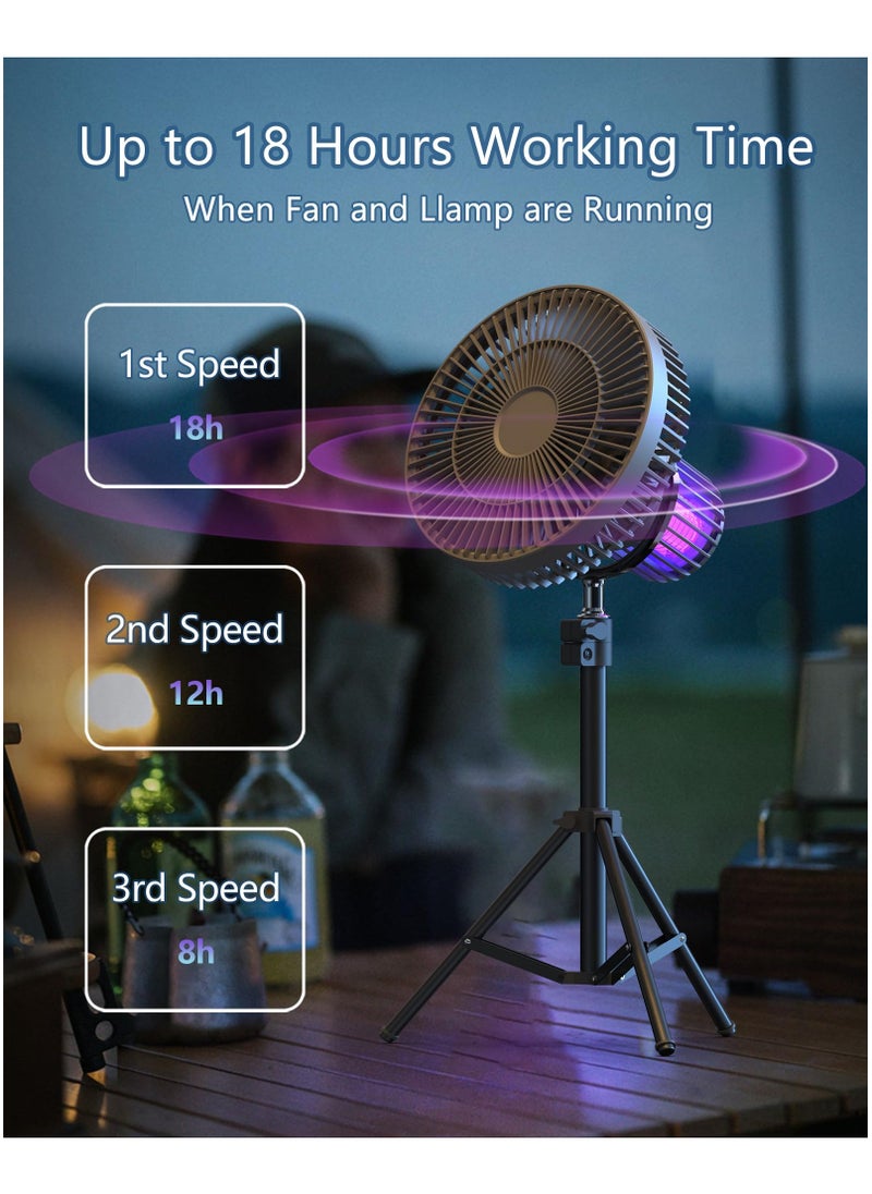 Camping Fan for Tents with Mosquito Repellent Function and Tripod, Three Speed Wind Portable Fan with 10000mAh Power Bank, Mosquito Backyard Control and Camping Essentials for Power Outage, Hurricane