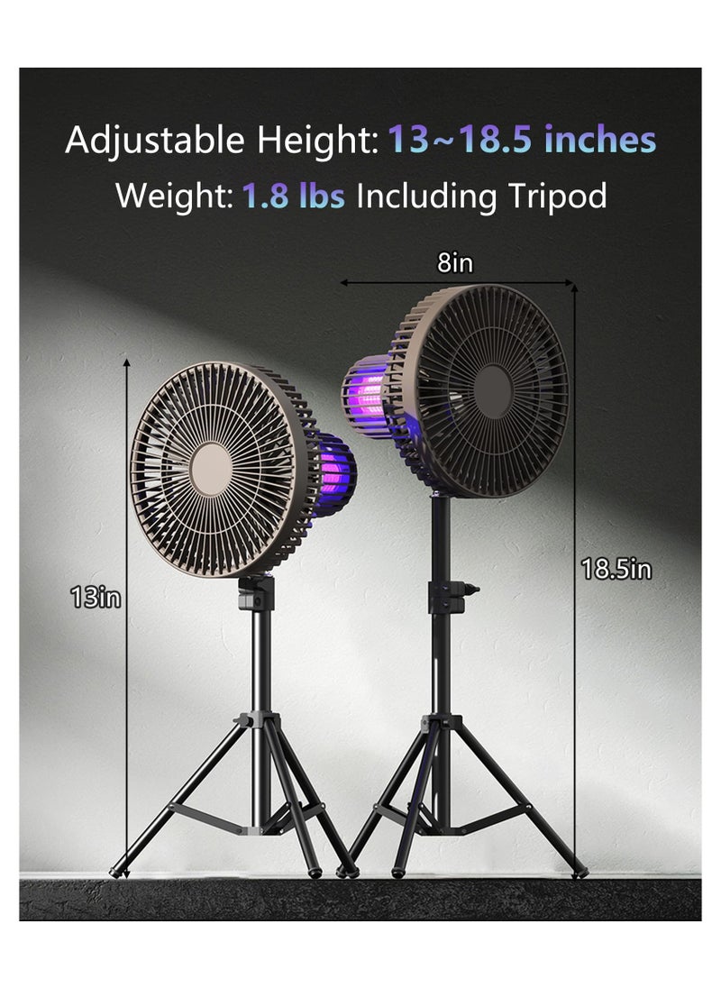 Camping Fan for Tents with Mosquito Repellent Function and Tripod, Three Speed Wind Portable Fan with 10000mAh Power Bank, Mosquito Backyard Control and Camping Essentials for Power Outage, Hurricane
