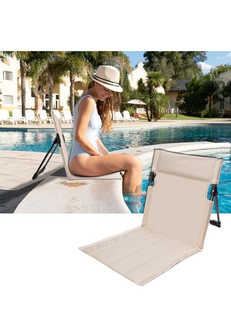 Foldable Beach Chair, Seat for Poolside, Camping Chairs, Portable Outdoor Poolside Chairs for Edge of Pool, Pool Accessories, Pool Seats for Edge of Pool, Provides Back Support, with Storage Bag