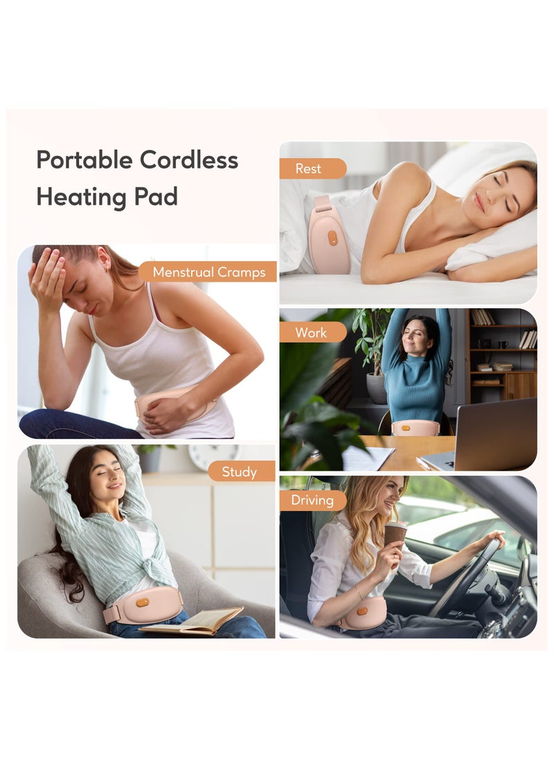 Heating Pad, Portable Electric Heating Pads for Cramps and Back Pain Relief, Large Heating Pad with 3 Heat Levels and 5 Vibration Massage Modes for Fast Soothe Comfort, Cordless Heating Pad for Women