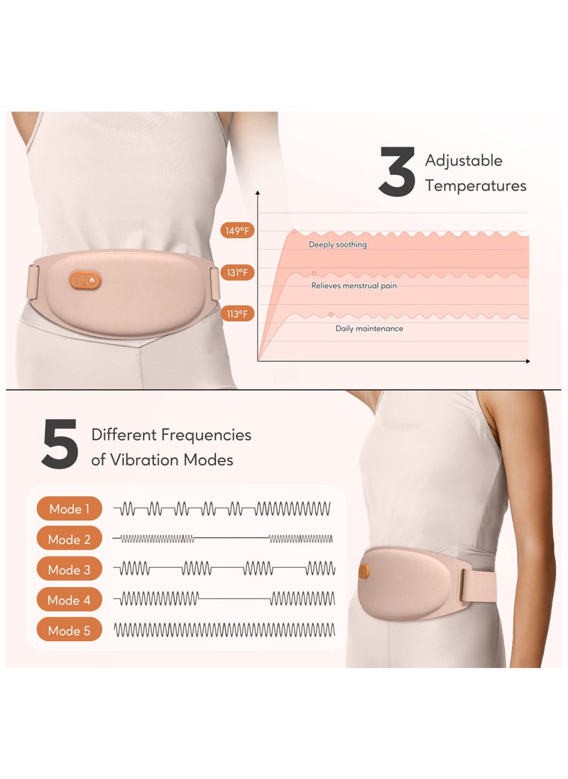 Heating Pad, Portable Electric Heating Pads for Cramps and Back Pain Relief, Large Heating Pad with 3 Heat Levels and 5 Vibration Massage Modes for Fast Soothe Comfort, Cordless Heating Pad for Women
