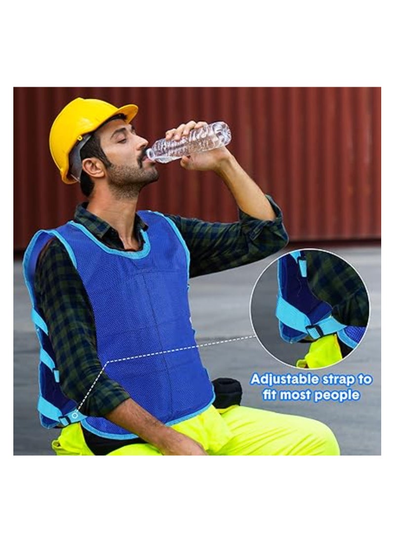 2 Pack Cooling Vest with 48 Ice Packs, Adjustable Evaporative Cooling Vest for Men and Women, Ideal for Hot Weather Workouts and Running, Water Activated PVA Body Cooler Clothing (L)
