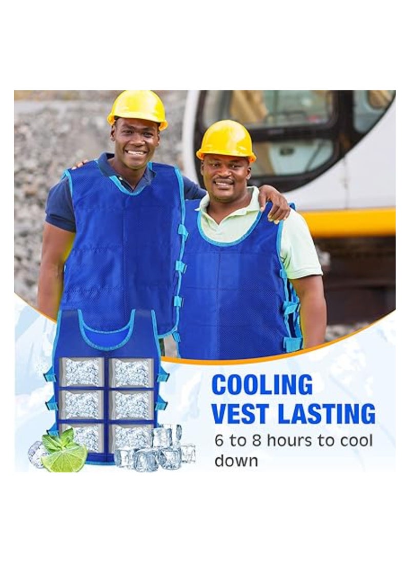 2 Pack Cooling Vest with 48 Ice Packs, Adjustable Evaporative Cooling Vest for Men and Women, Ideal for Hot Weather Workouts and Running, Water Activated PVA Body Cooler Clothing (L)