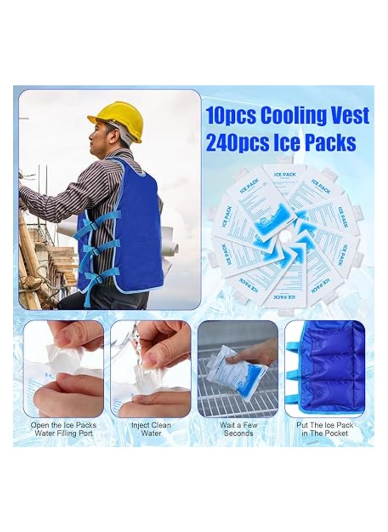 2 PCS Cooling Vest with 48 Pcs Ice Pack, Evaporative Cooling Vest for Men Women, Adjustable Ice Vest, for Men Women Hot Weather Working Running, Water Activated PVA Body Cooler Clothing (L)