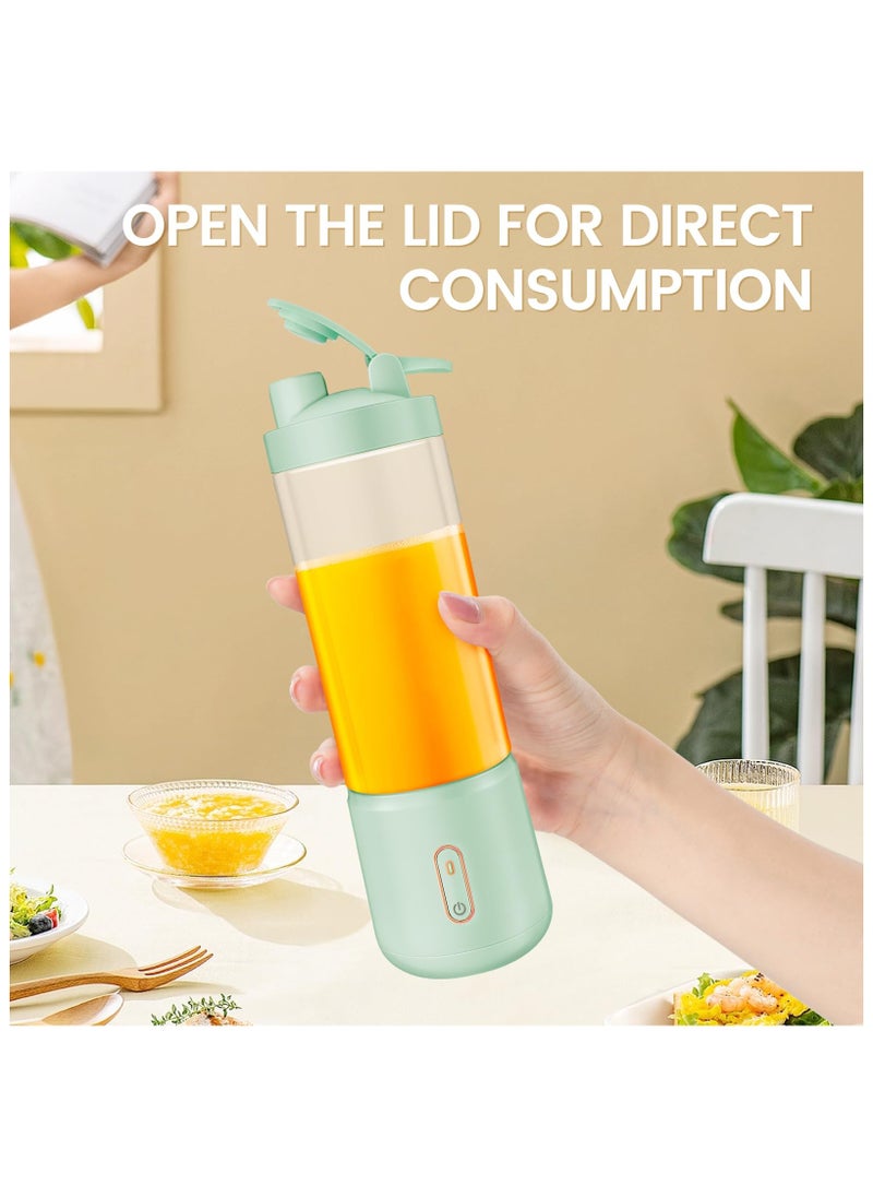 Portable Blender, 1200mAh Rechargeable Blender Juicer Cup with 12 Stainless Steel Blades, 500ml Mini Juice Blender, Wide Mouth Fruit Mixer, Personal Electric Smoothies Blender for Home Office Gym
