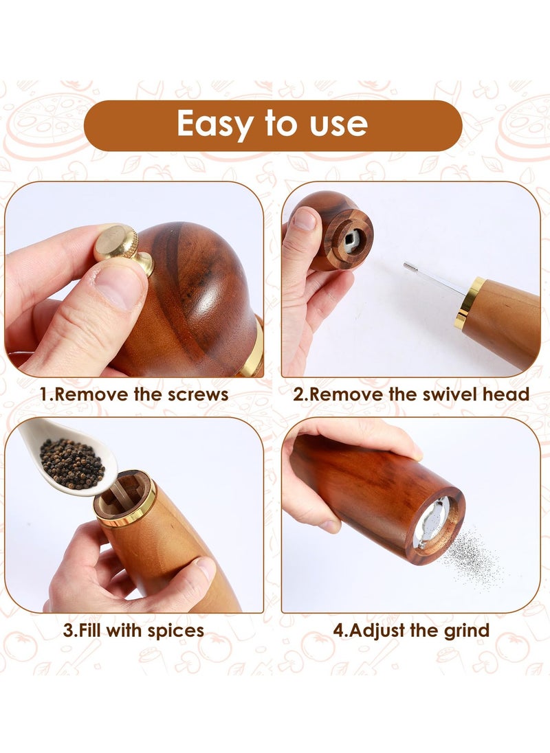 Wood Salt and Pepper Grinder Set with Base Coarseness Adjustable Salt Pepper Mill Grinder Manual Salt and Pepper Shakers with Ceramic Core Practical Mill Grinder Set Pepper Mill for Home Kitchen