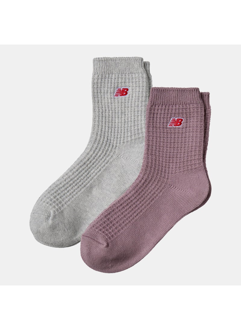 Waffle Knit Ankle Socks (2 Pairs)