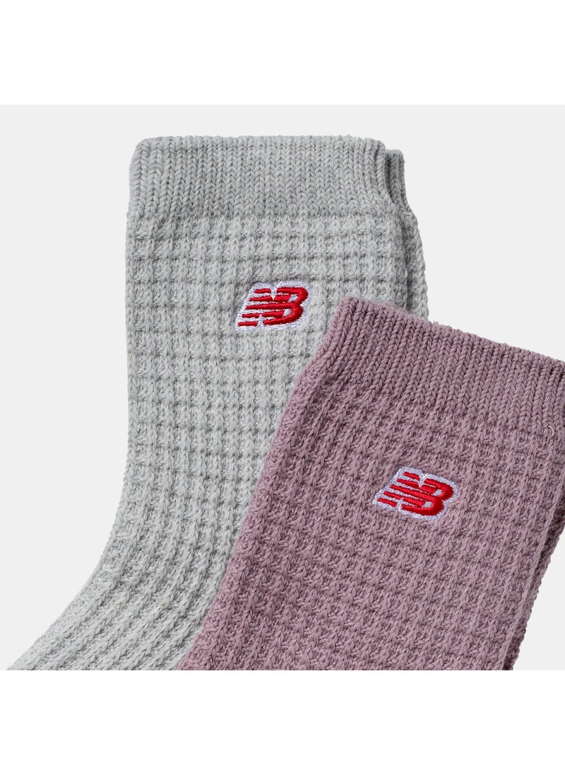 Waffle Knit Ankle Socks (2 Pairs)