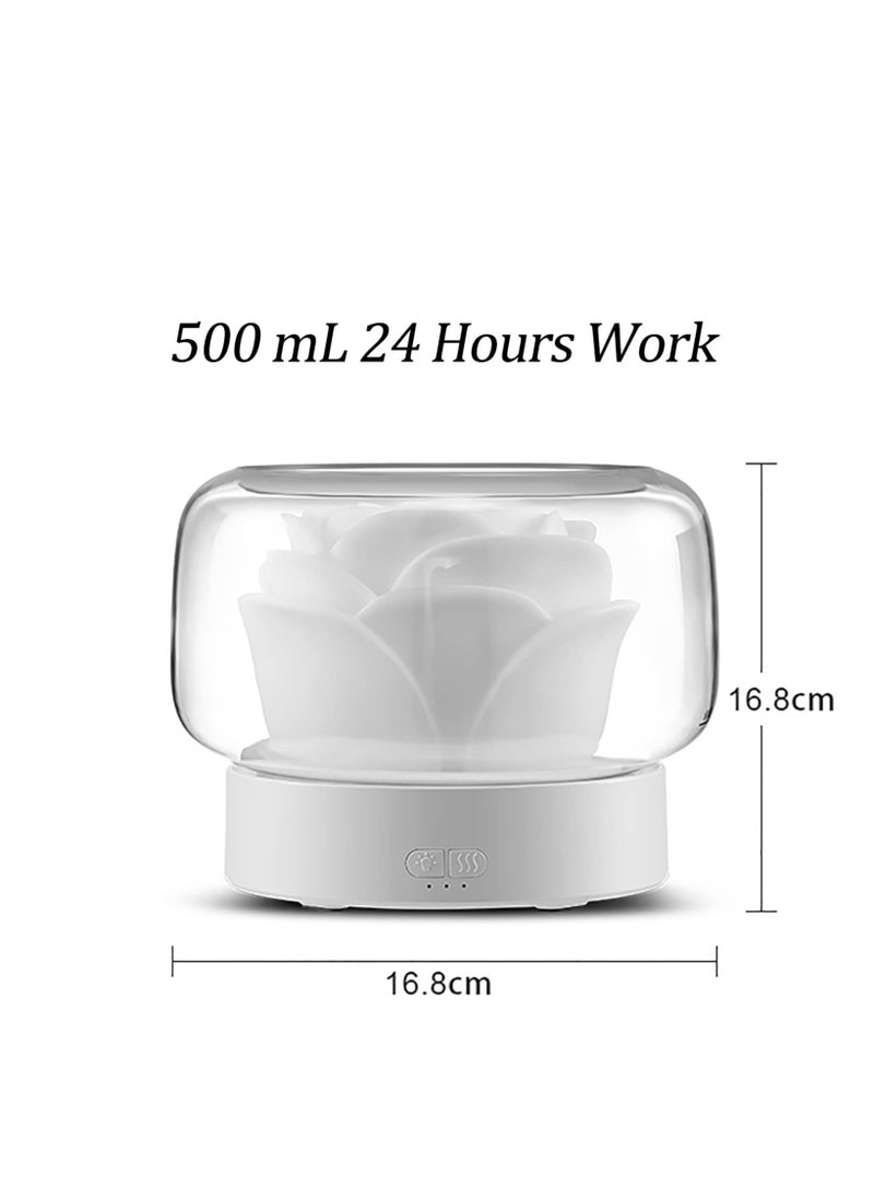 Diffusers for Essential Oils Large Room: 500ml Aromatherapy Diffuser,  Big Capacity Running 24 Hours Waterless Auto Off with 7 Colors Lights for Sleeping and Relaxing, for Home, Bedroom, Gift- White