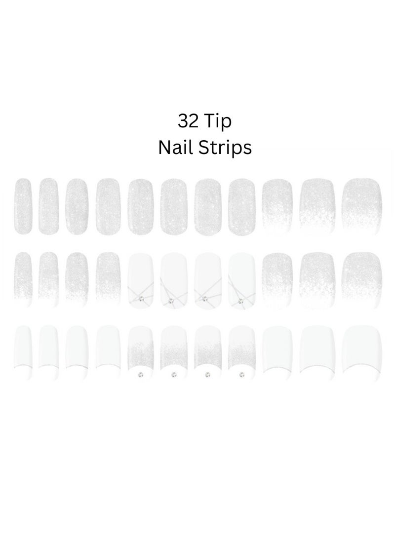 Fiancée Korean 32 Nail Gel Strips with Swarovski Crystals – Elegant, Long-Lasting Manicure