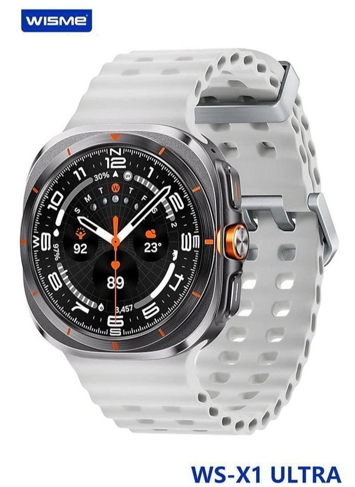 Ultra Smartwatch in Silver for Men and Women with 3 Strap Options and Charging Cable Included
