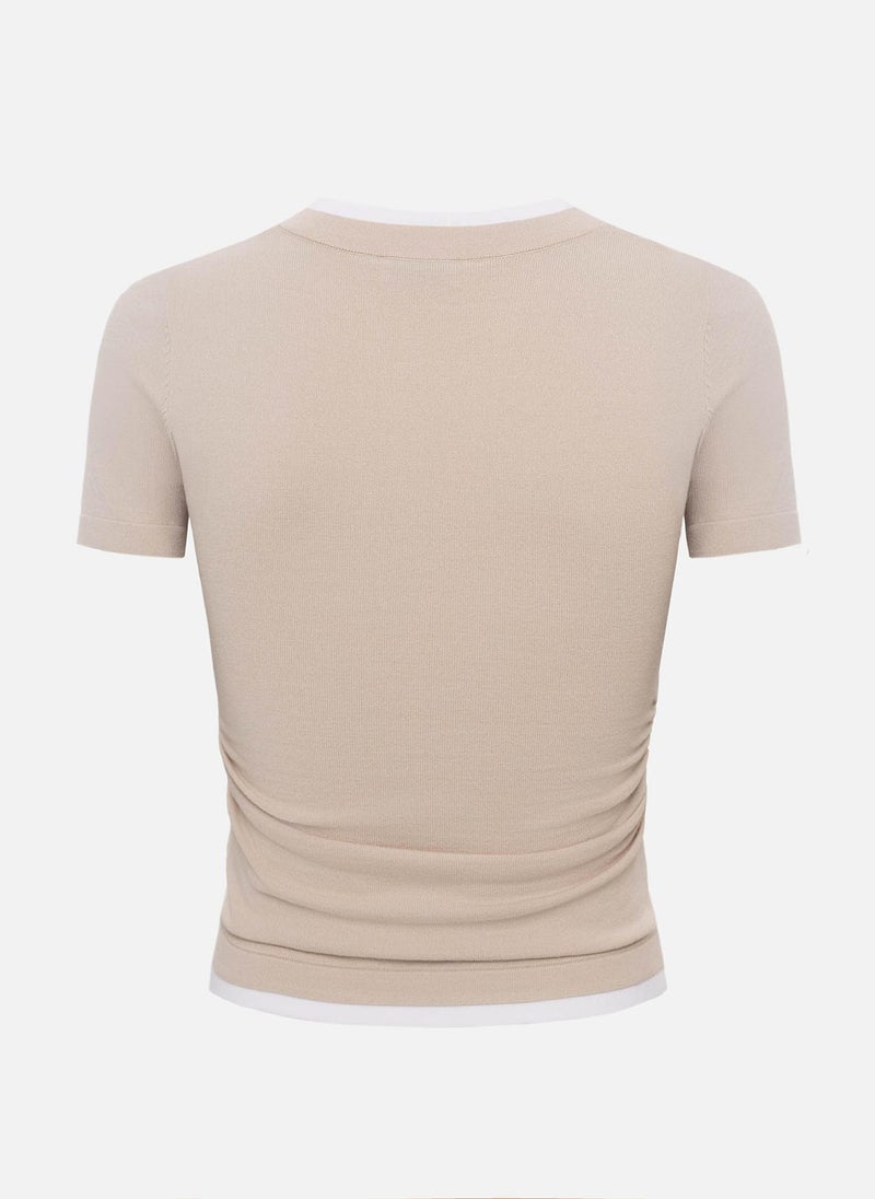 Two-material jersey top
