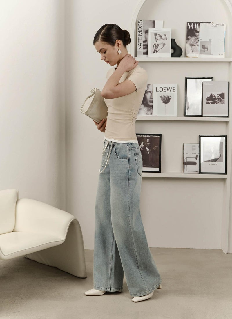 Two-material jersey top