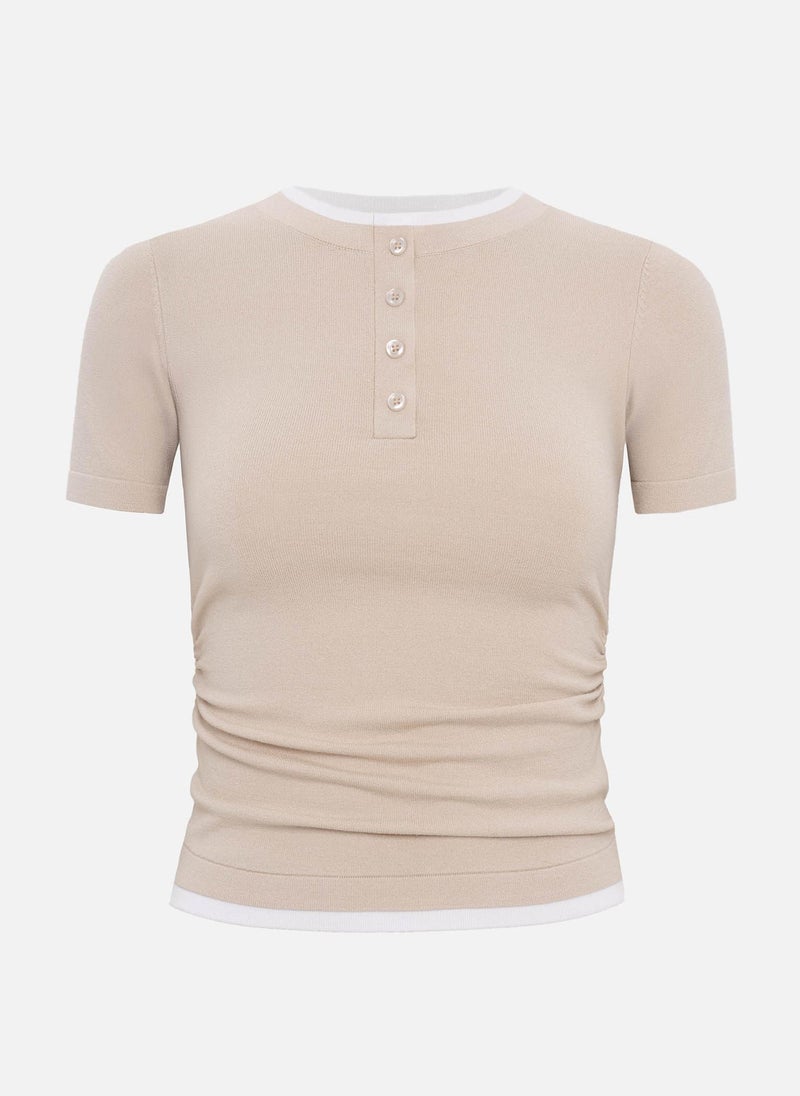Two-material jersey top