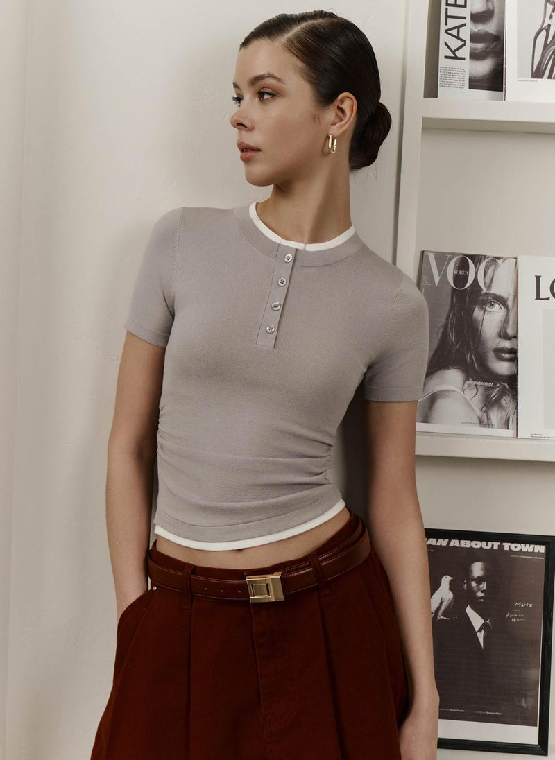 Two-material jersey top