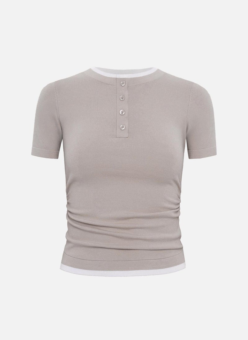 Two-material jersey top