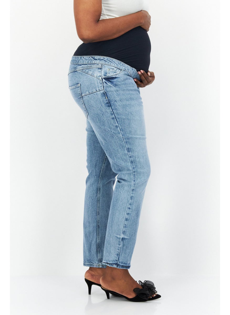 Maternity Over Bump Wash Stretchable Denim, Blue