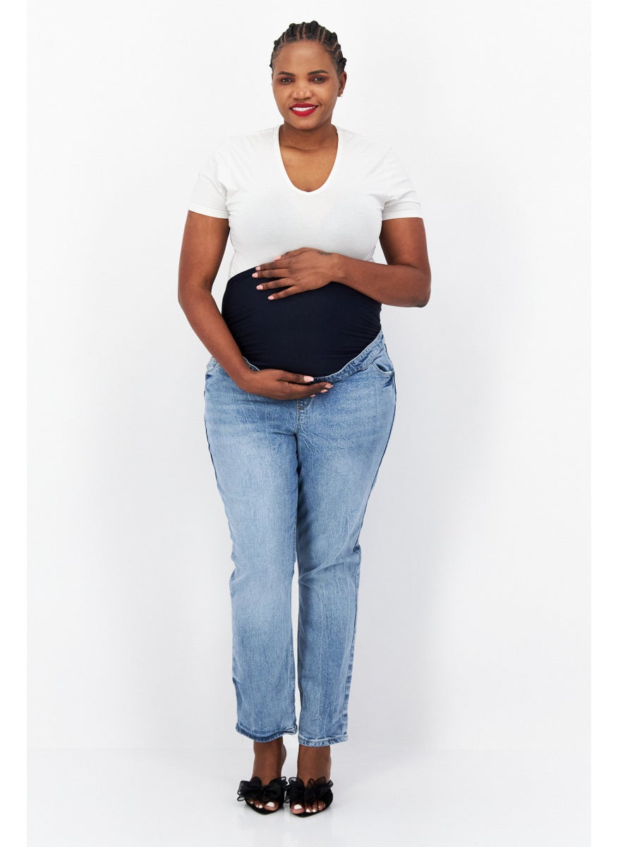 Maternity Over Bump Wash Stretchable Denim, Blue