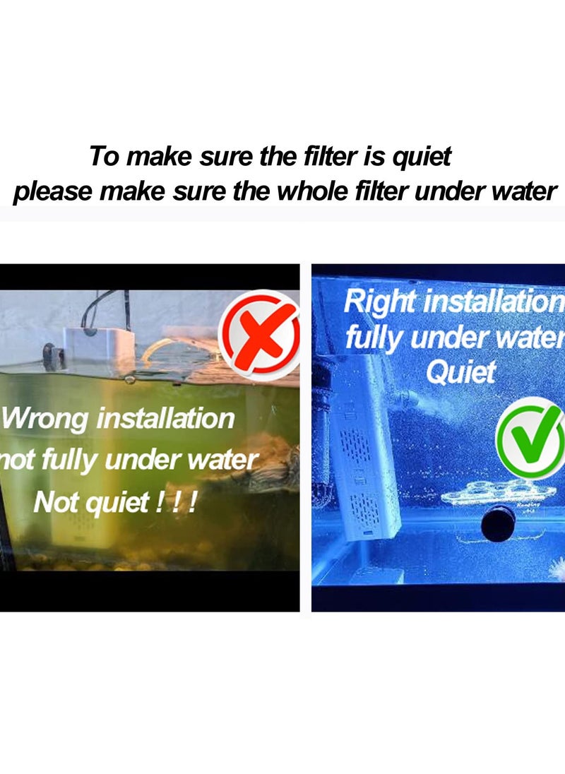 Fish Tank Filter 4-in-1 Internal Aquarium Filter,500-1800L/H Submersible Water Filter Pump Multifunctional Filter Water Pump for Betta, Turtle, Pond Fish, Garden.  (6W 134GPH (500L/H))