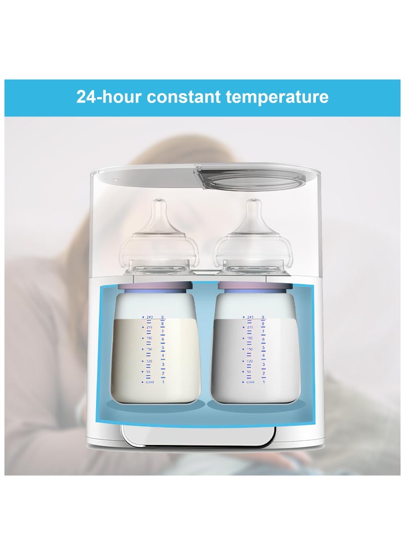 Bottle Warmer, 9-in-1 Fast Baby Bottle Warmer, Breast Milk Warmer with Timer, LCD Display, Sterilizing, Keep Warm, Heat Food, Keep 24H, Double Bottle Warmer for Breastmilk and Formula