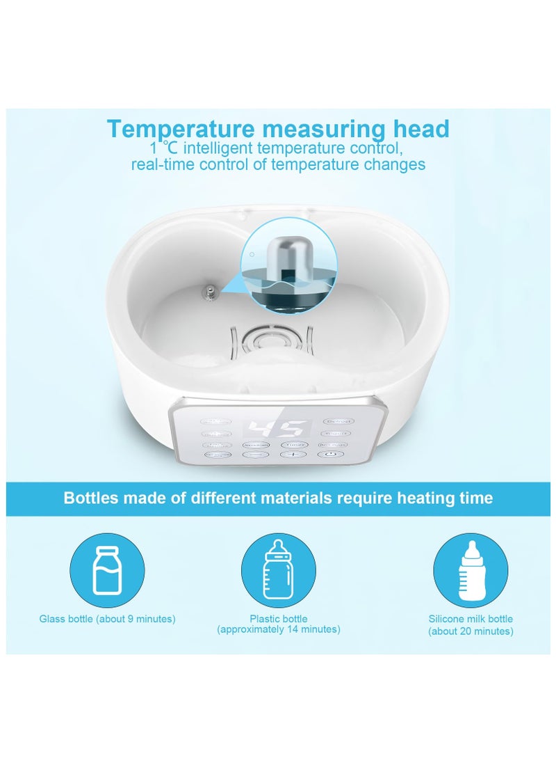 Bottle Warmer, 9-in-1 Fast Baby Bottle Warmer, Breast Milk Warmer with Timer, LCD Display, Sterilizing, Keep Warm, Heat Food, Keep 24H, Double Bottle Warmer for Breastmilk and Formula