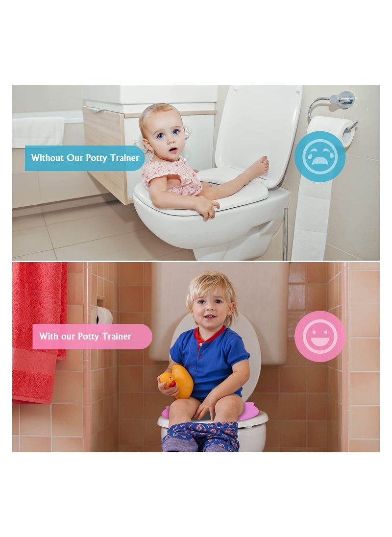 Kids Toilet Seat Cover, Portable Potty for Toddler Travel - KASTWAVE Foldable Non-Slip Suction Cups Training Cover Boys Girls (Pink Owl)