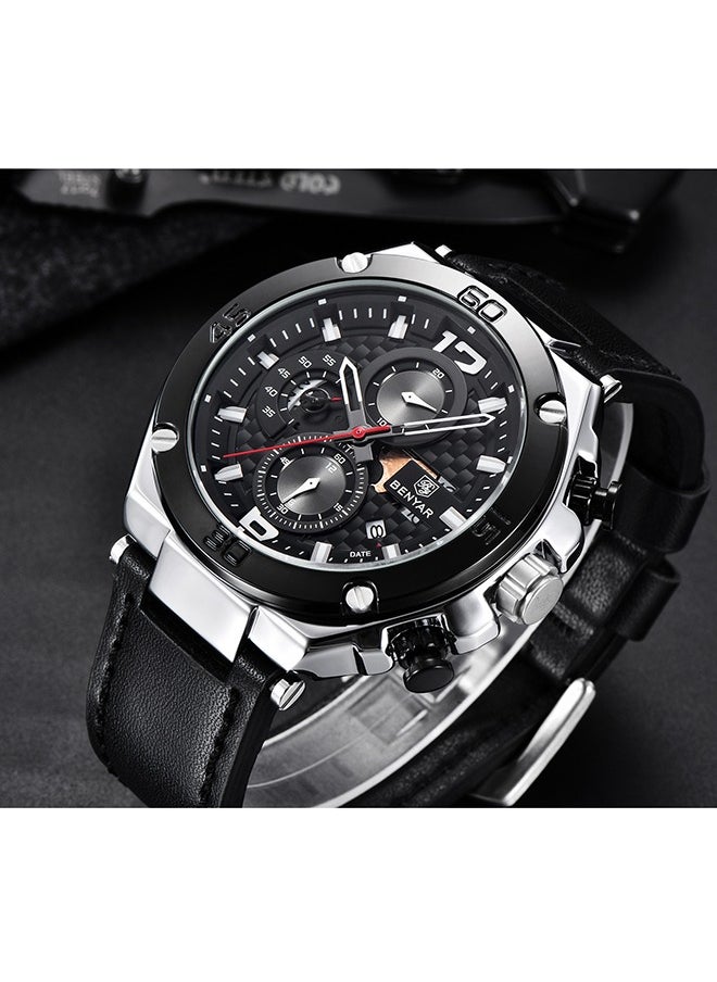 Wrist Watches for Men Quartz Movement Leather Strap Analog Chronograph Fashion Business Sport Design Mens Watch 30M Waterproof Stylish Elegant Gifts for Men