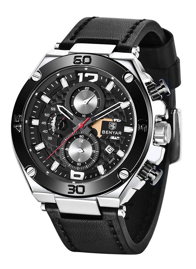 Wrist Watches for Men Quartz Movement Leather Strap Analog Chronograph Fashion Business Sport Design Mens Watch 30M Waterproof Stylish Elegant Gifts for Men