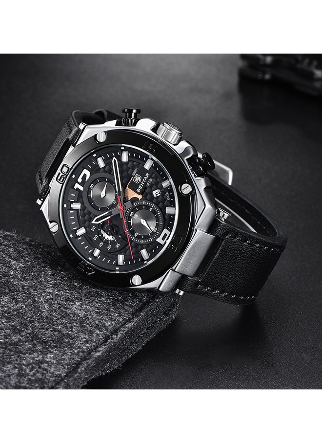 Wrist Watches for Men Quartz Movement Leather Strap Analog Chronograph Fashion Business Sport Design Mens Watch 30M Waterproof Stylish Elegant Gifts for Men
