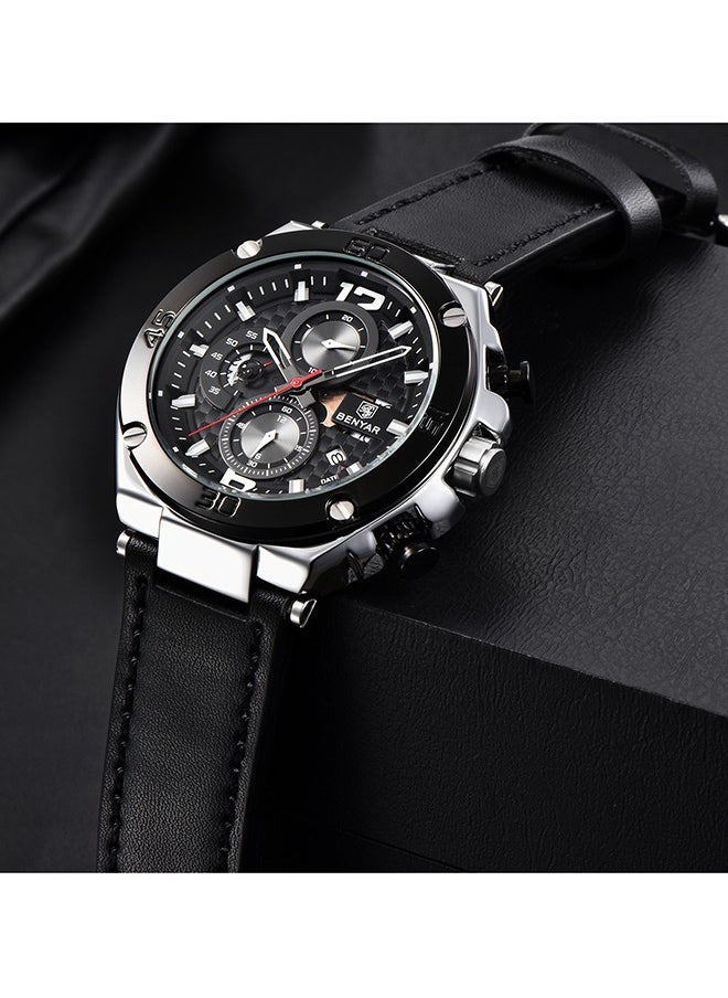 Wrist Watches for Men Quartz Movement Leather Strap Analog Chronograph Fashion Business Sport Design Mens Watch 30M Waterproof Stylish Elegant Gifts for Men