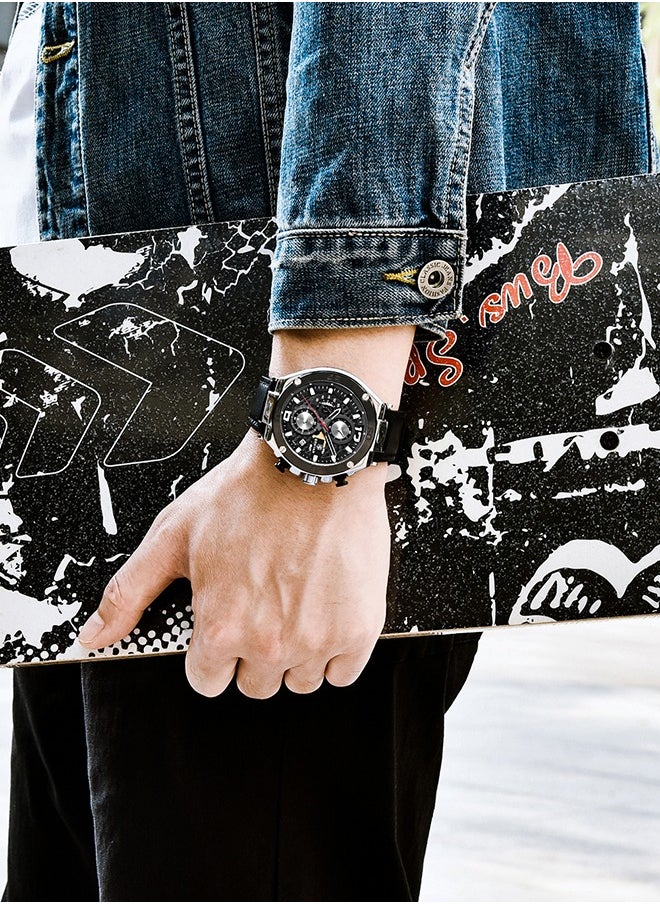 Wrist Watches for Men Quartz Movement Leather Strap Analog Chronograph Fashion Business Sport Design Mens Watch 30M Waterproof Stylish Elegant Gifts for Men