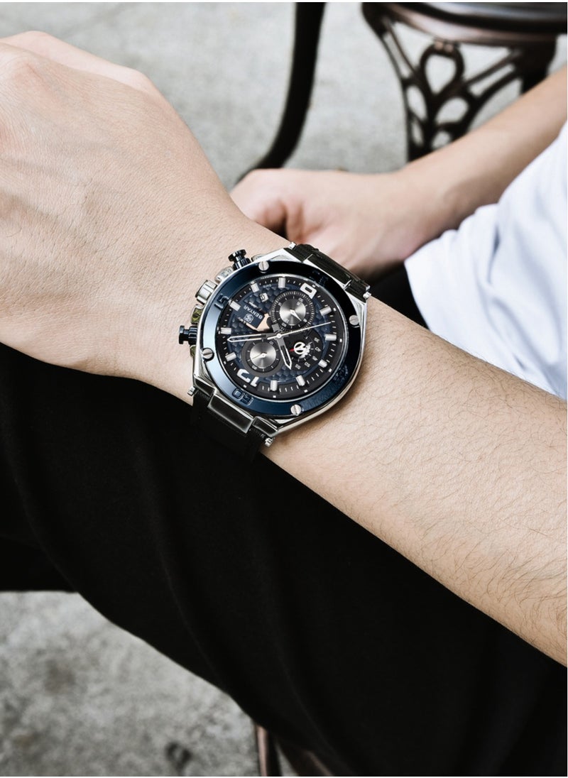 New Quartz Men's Watches, Leather Strap, 45MM Stainless Steel Frame, Waterproof, Fashion And Business All-Match, BY 5151