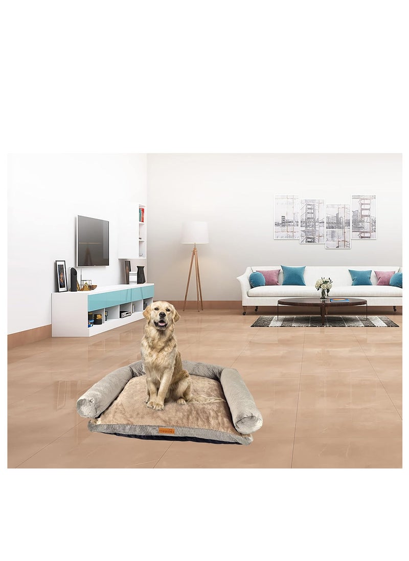 Pet Bed, Dog Bed, cozy pets, plush and soft, cushioned, Good looking, portable, stylish, Decorative, Strong & warmth Design, Indoor, Easy to Clean, Brown color, 15 cm thick
