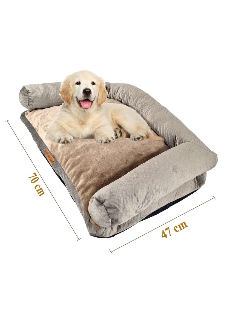 Pet Bed, Dog Bed, cozy pets, plush and soft, cushioned, Good looking, portable, stylish, Decorative, Strong & warmth Design, Indoor, Easy to Clean, Brown color, 15 cm thick